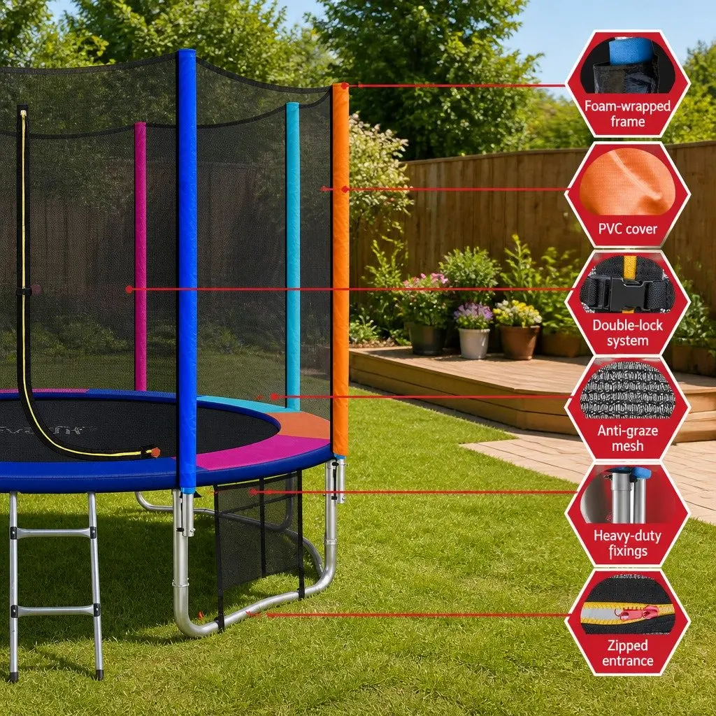 12FT Trampoline for Kids Backyard Bouncing Round with Safety Net Enclosure and Ladder