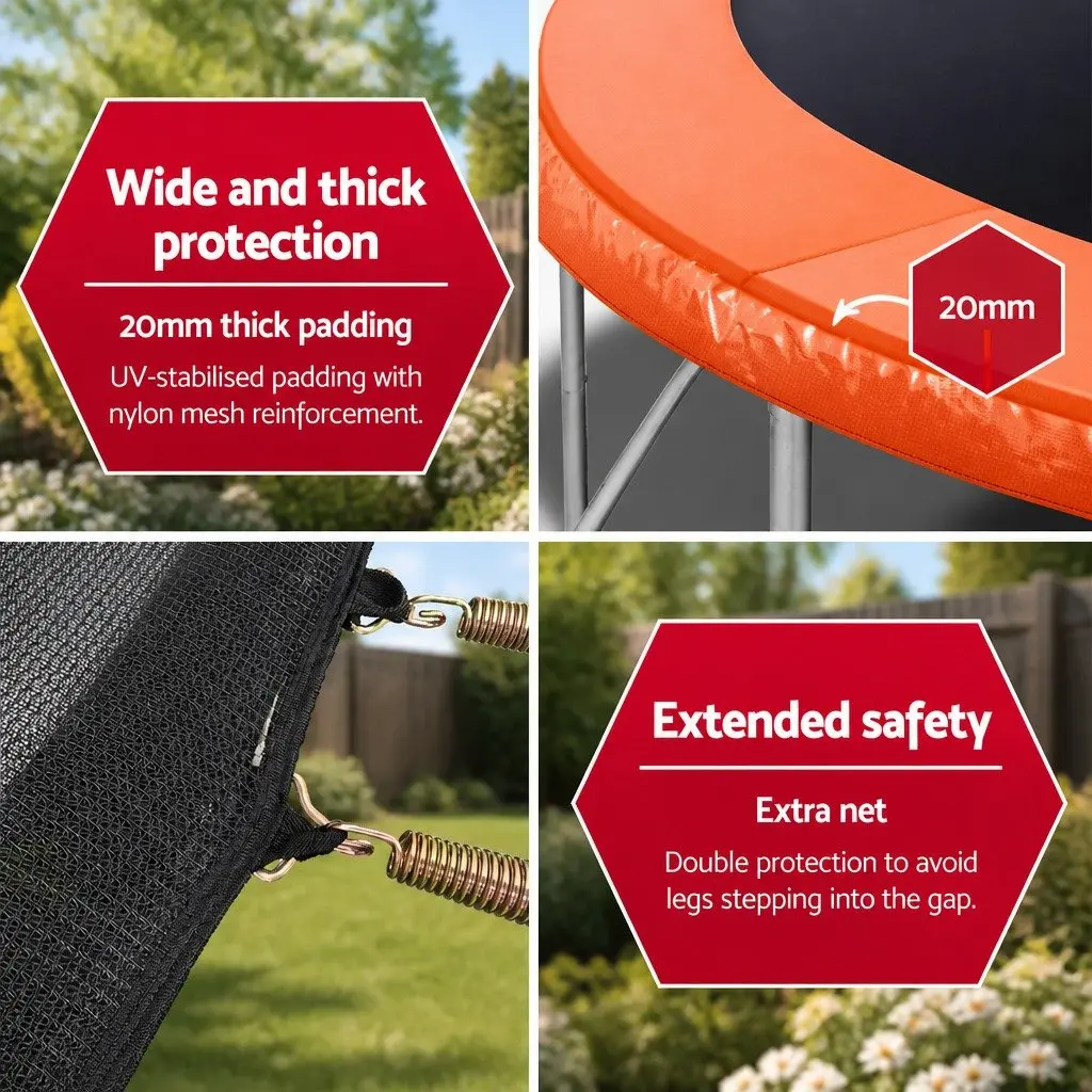 10FT Trampoline Kids Outdoor Jumping Rebounder with Safety Net and Ladder Orange