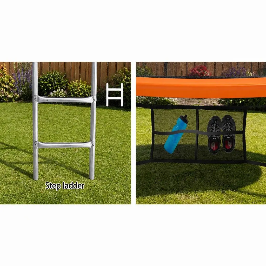 10FT Trampoline Kids Outdoor Jumping Rebounder with Safety Net and Ladder Orange