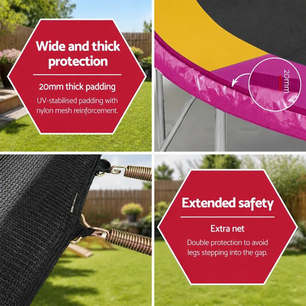 12ft Trampoline for Kids Outdoor Use with Safety Net and Basketball Hoop