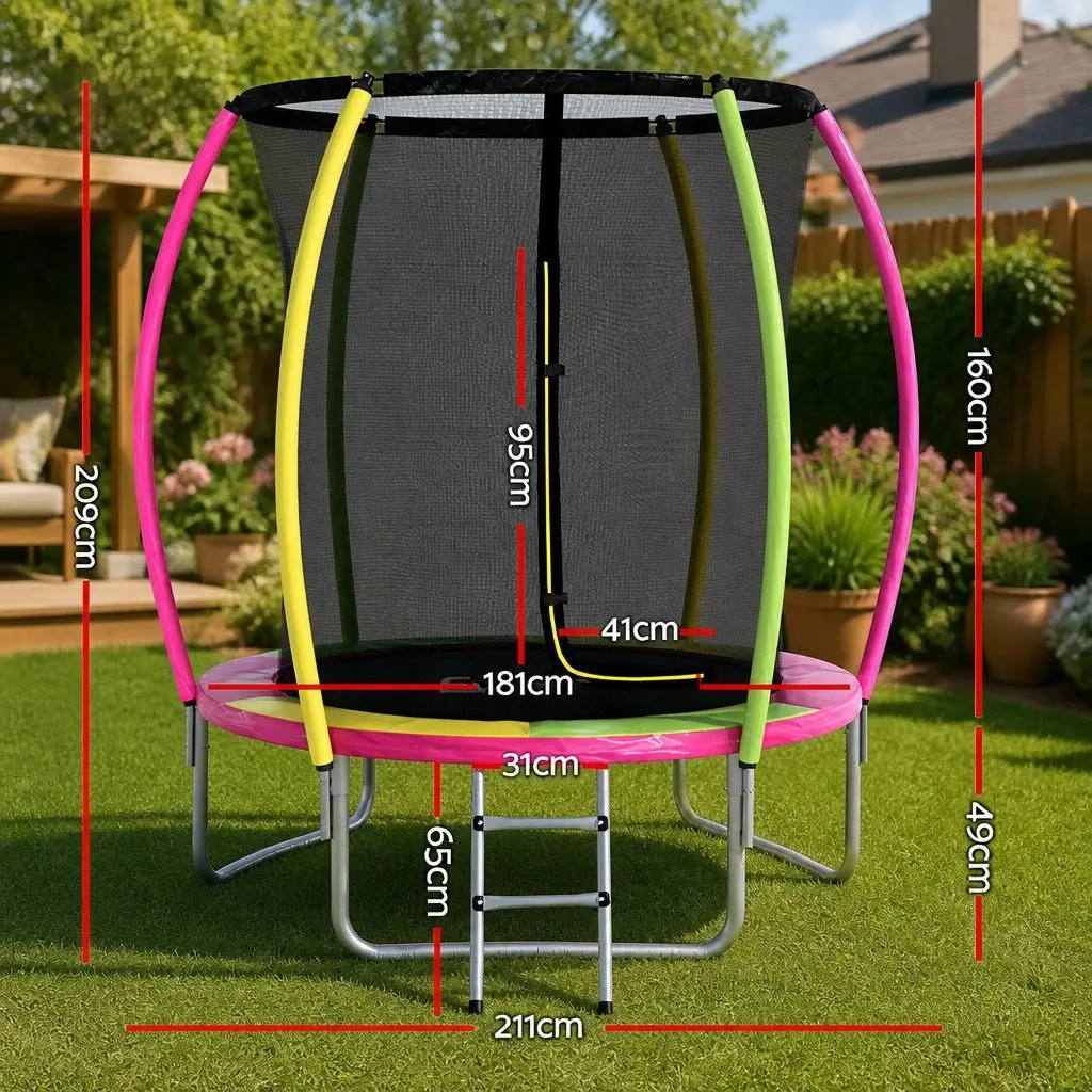 6ft Round Trampoline for Kids Outdoor Play with Safety Net and Foam Posts