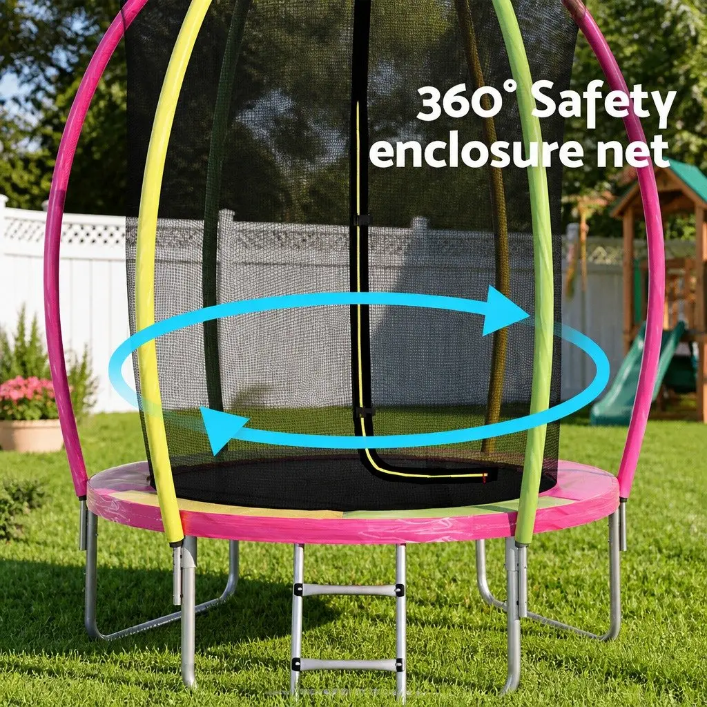 6ft Round Trampoline for Kids Outdoor Play with Safety Net and Foam Posts