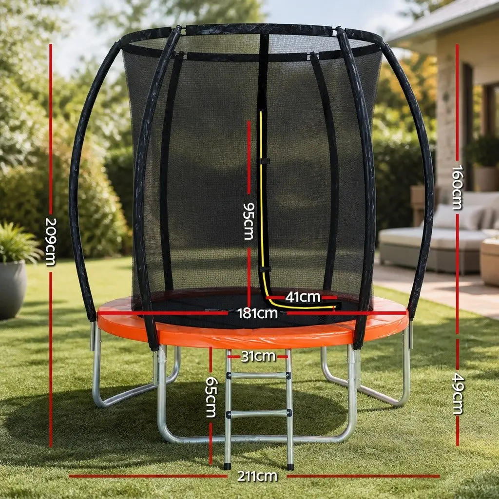 6FT Kids Trampoline for Outdoor Use with Safety Enclosure Net and Ladder