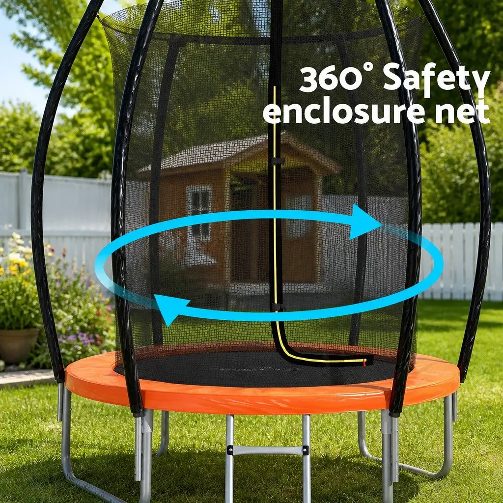 6FT Kids Trampoline for Outdoor Use with Safety Enclosure Net and Ladder