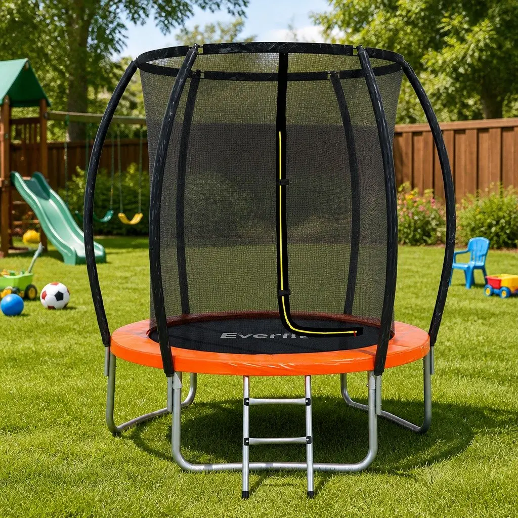 6FT Kids Trampoline for Outdoor Use with Safety Enclosure Net and Ladder