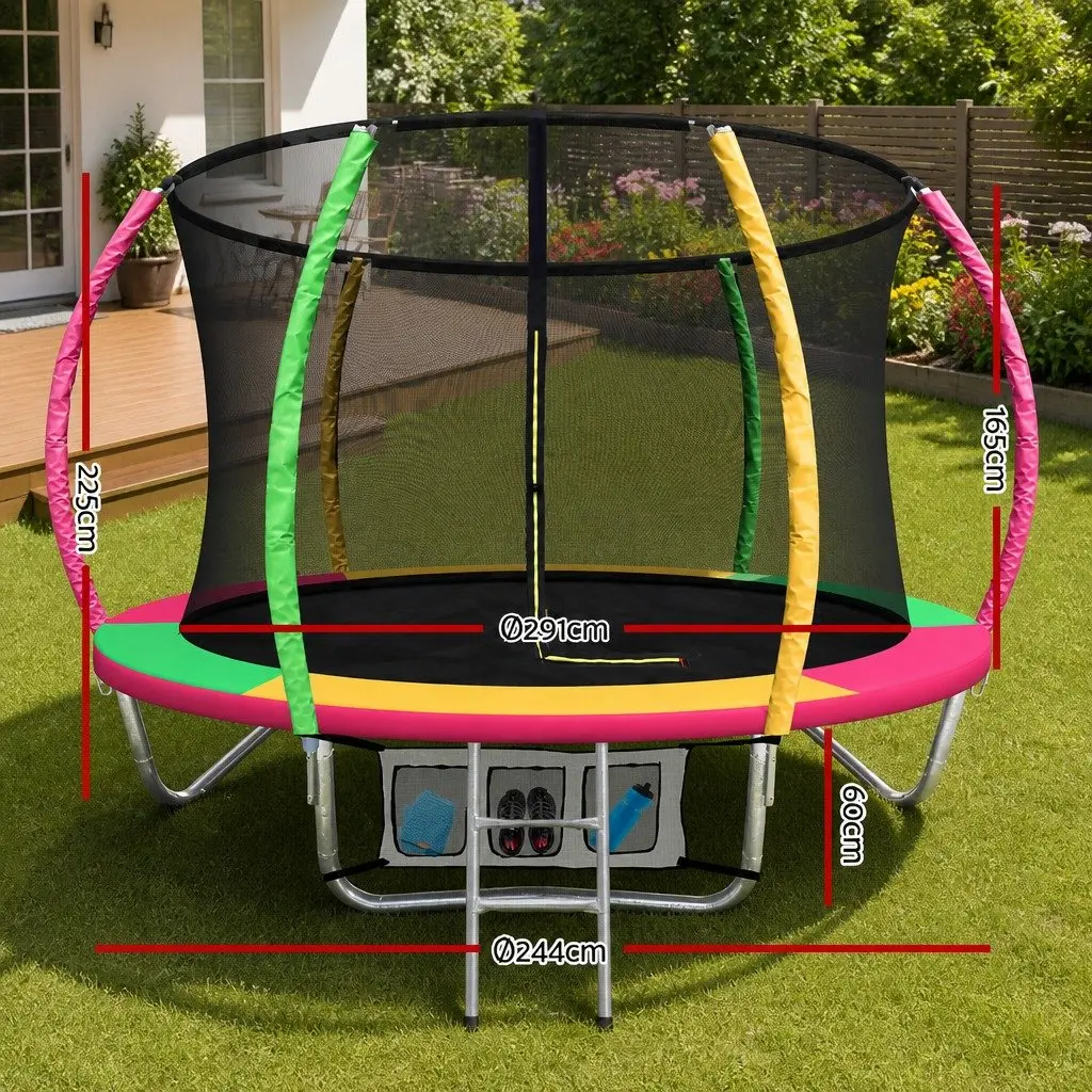8FT Kids Trampoline for Outdoor Use with Safety Enclosure Net and Ladder