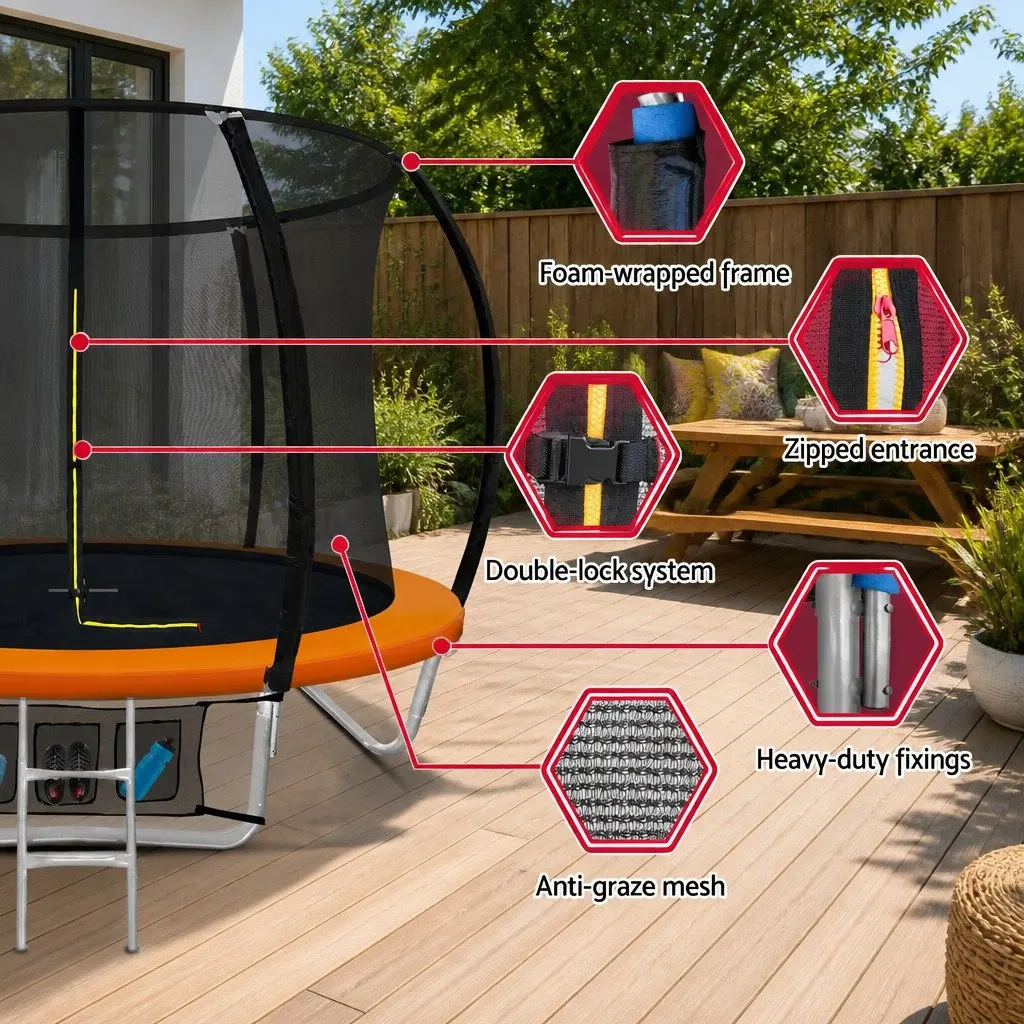 8FT Kids Trampoline with Enclosure