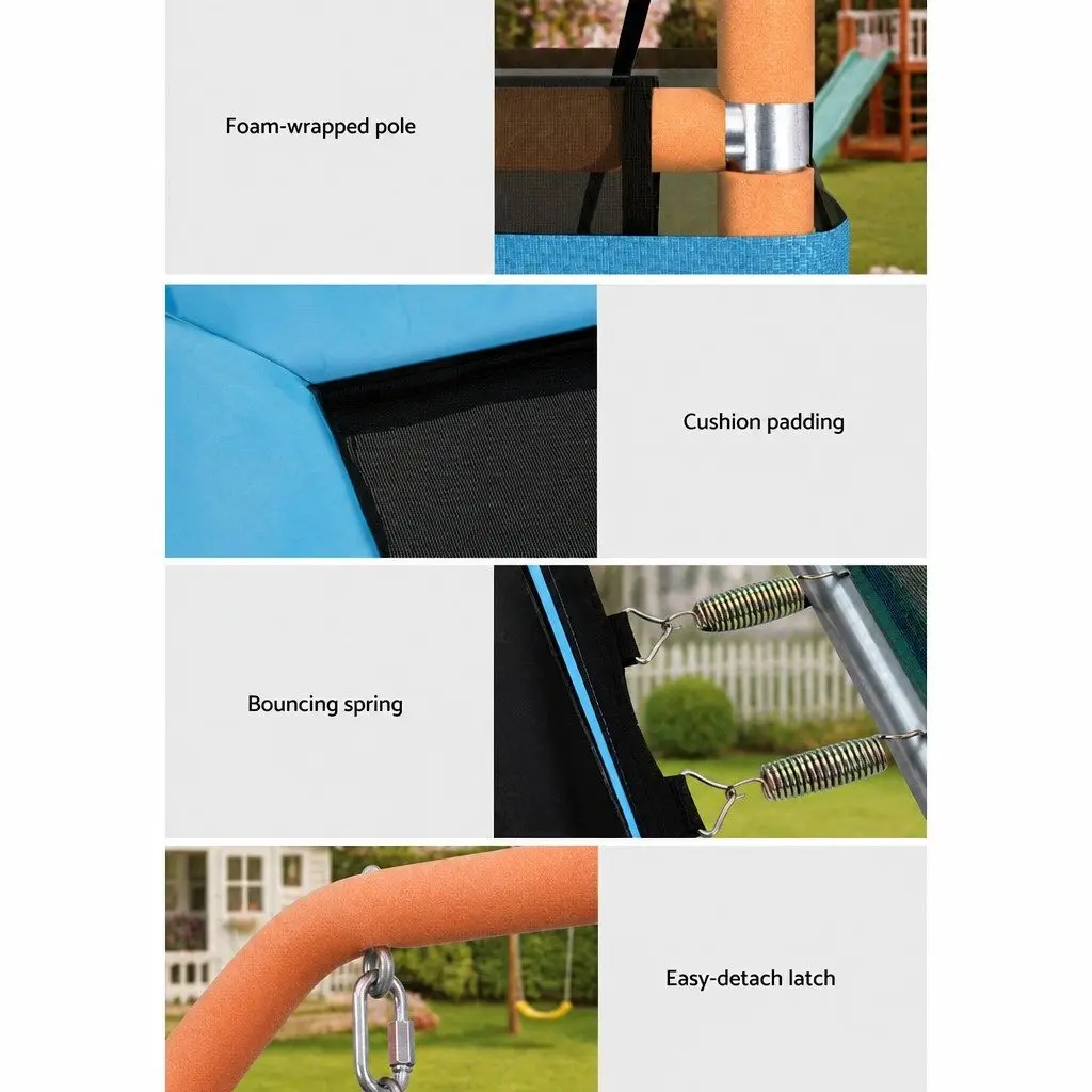 6FT Kids Rectangle Trampoline for Outdoor Play with Swing Enclosure Safety Net and Anti-Graze Jumping Mat