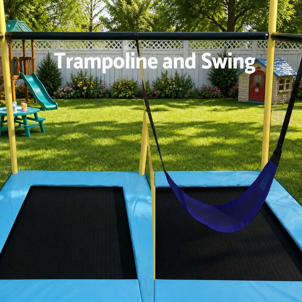 6FT Kids Trampoline with Enclosure Safety Net Swing Jump Mat Blue Yellow