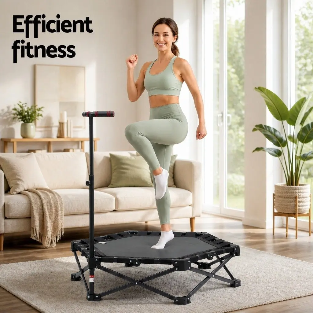 Fitness Trampoline Indoor 42 Inch Foldable with Adjustable Handrail