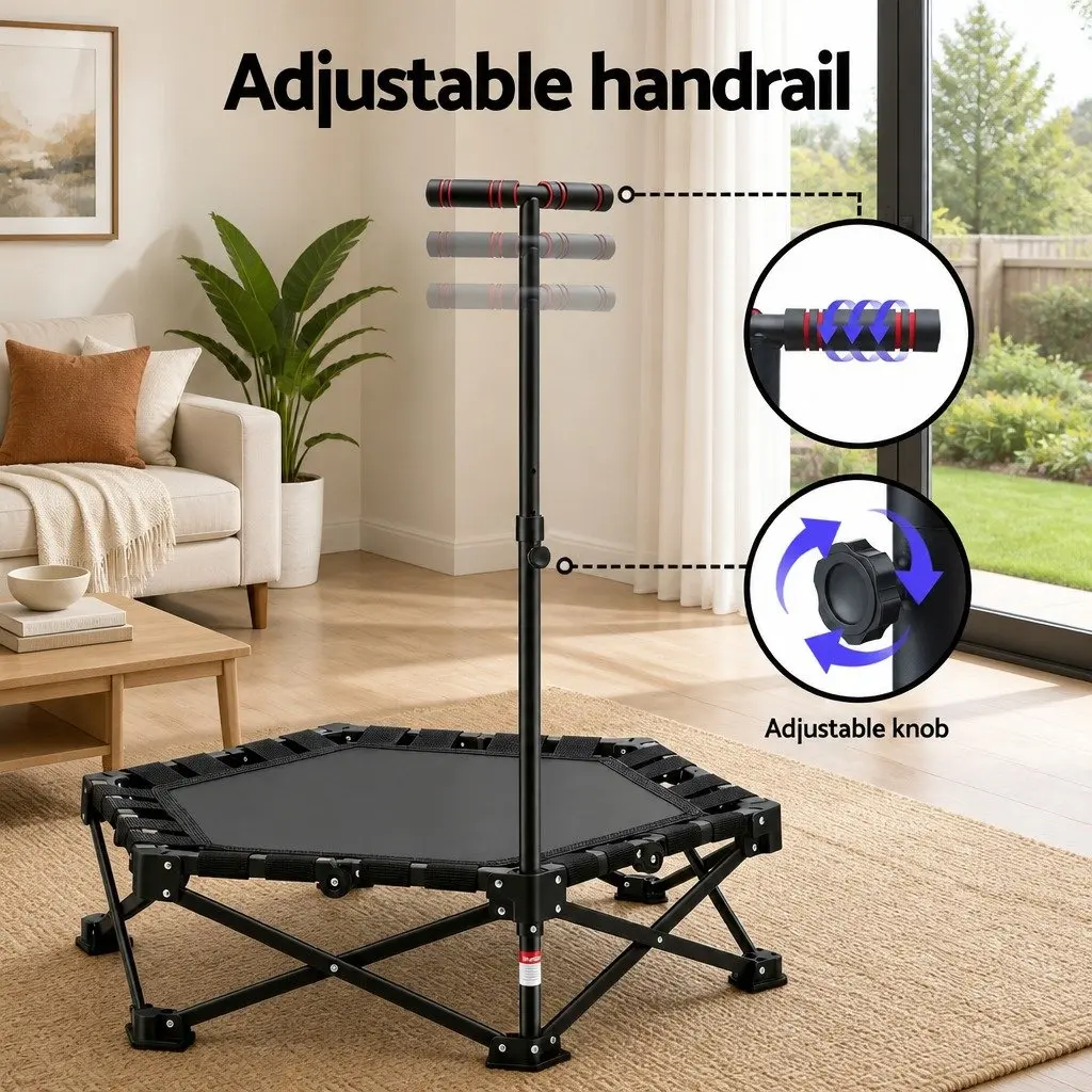 Fitness Trampoline Indoor 42 Inch Foldable with Adjustable Handrail