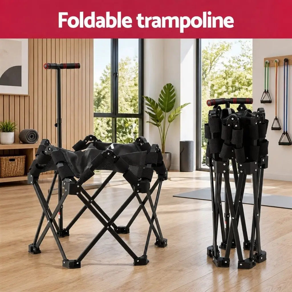 Fitness Trampoline Indoor 42 Inch Foldable with Adjustable Handrail