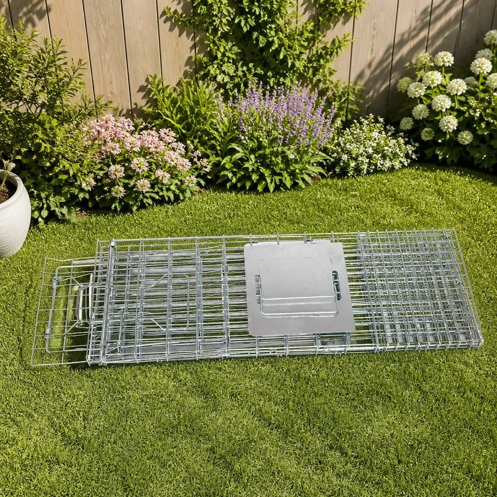 Large Humane Animal Trap Cage for Pest Control 150x50cm Silver