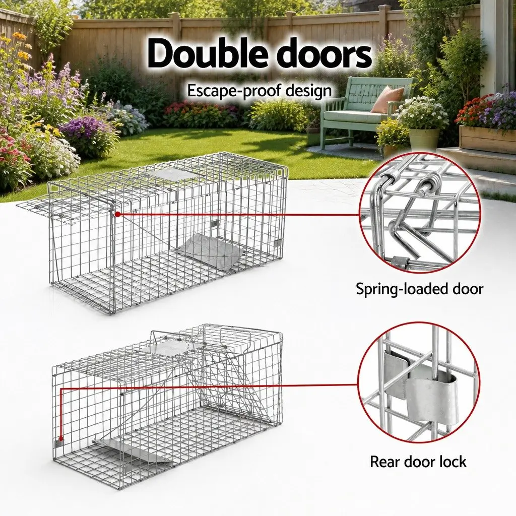 Large Humane Animal Trap Cage for Pest Control 150x50cm Silver