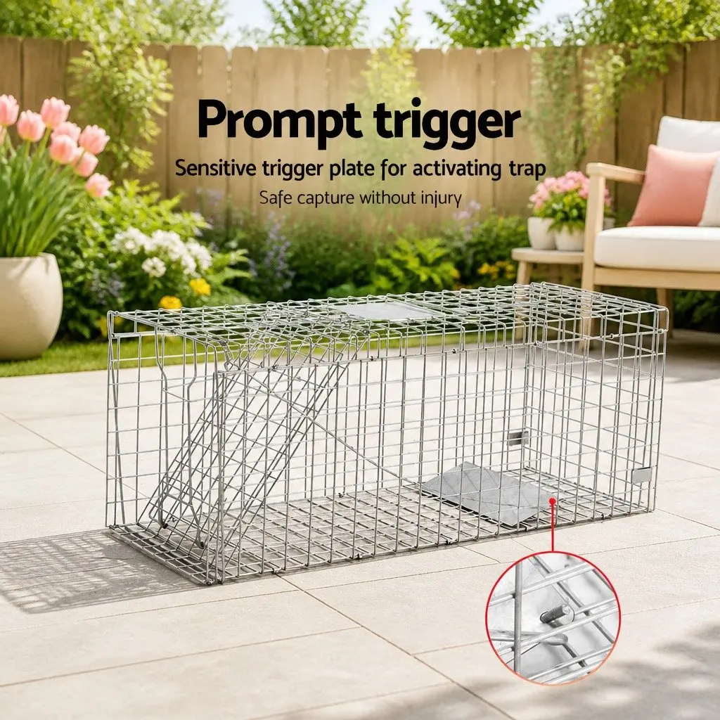 Large Humane Animal Trap Cage for Pest Control 150x50cm Silver