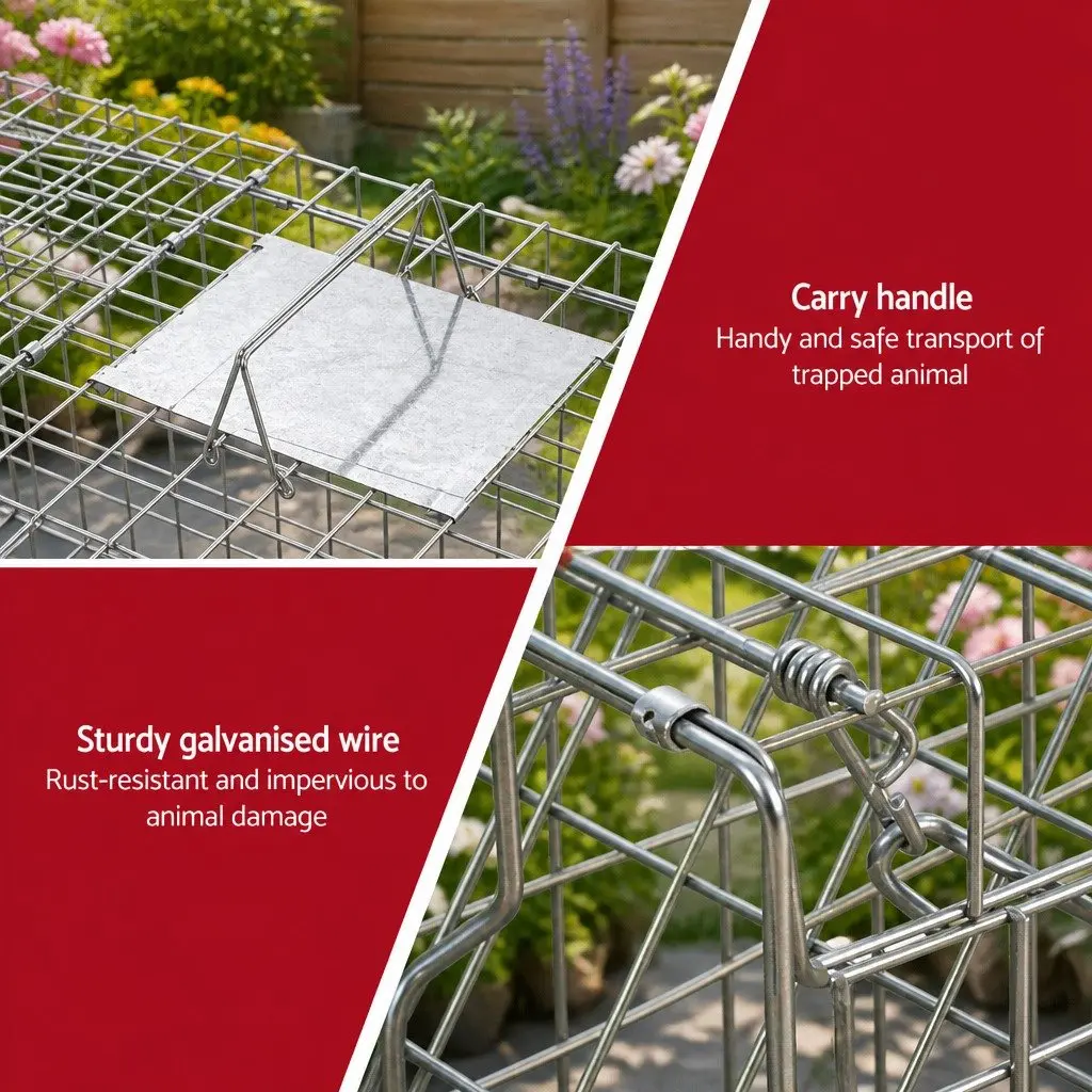 Large Humane Animal Trap Cage for Pest Control 150x50cm Silver