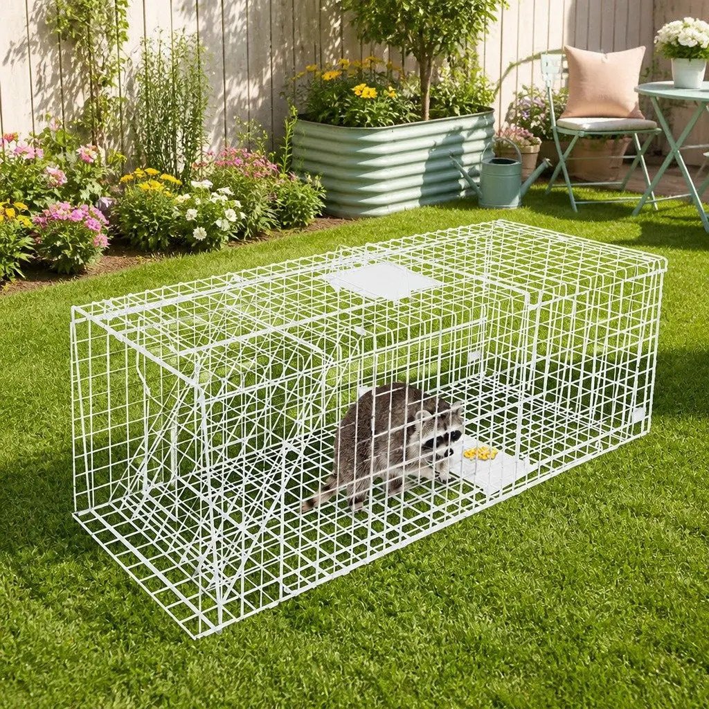 Large Humane Animal Trap Cage for Pest Control 150x50cm Silver