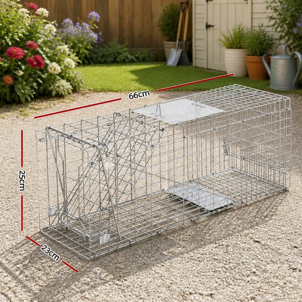 Large Humane Animal Trap Cage for Pest Control 66x23cm