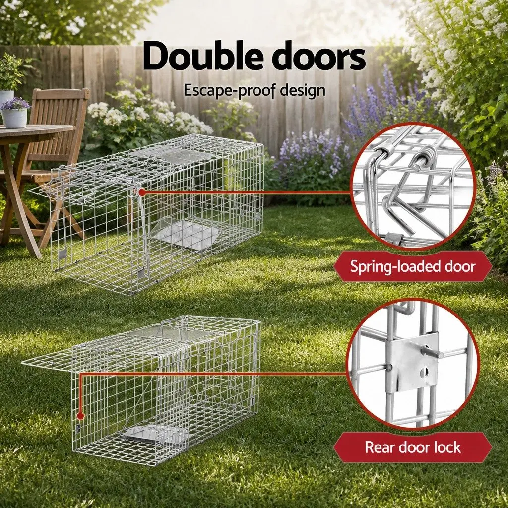 Animal Trap Cage 94x34cm Humane Possum Pest Control Collapsible Spring Loaded