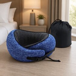 Memory Foam Travel Neck Pillow – 30x24x15 cm, Blue