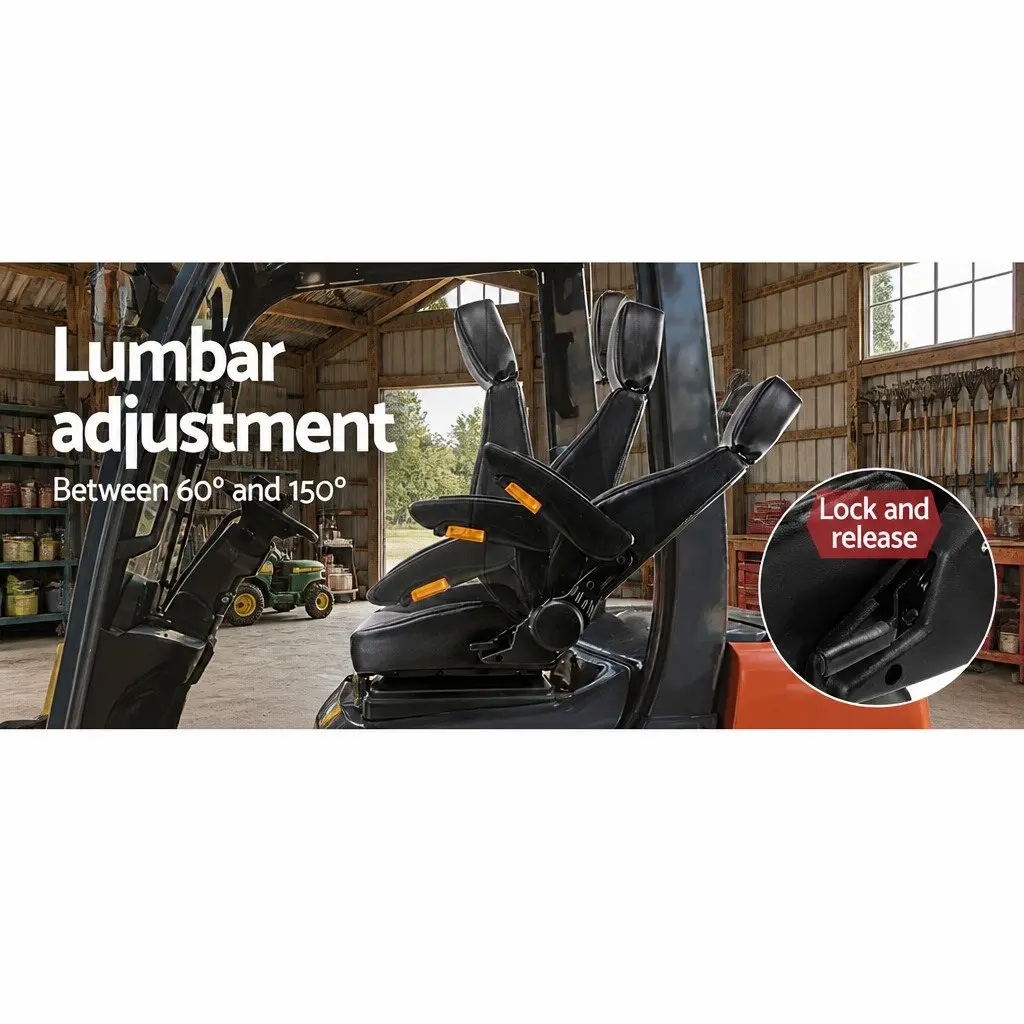 Universal Tractor Seat Forklift Excavator Truck Heavy Duty Work Chair Black PU
