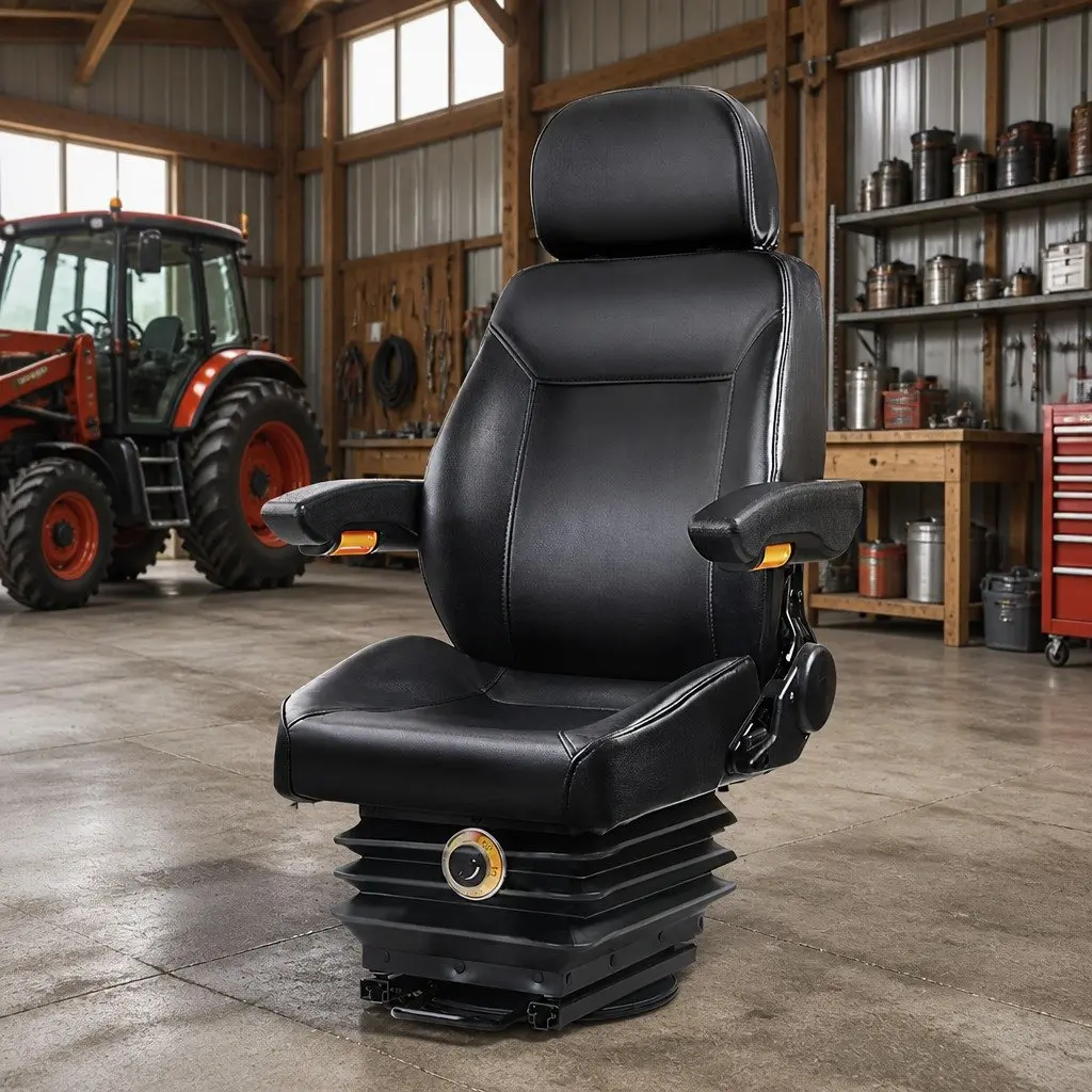 Universal Tractor Seat Forklift Excavator Truck Heavy Duty Work Chair Black PU