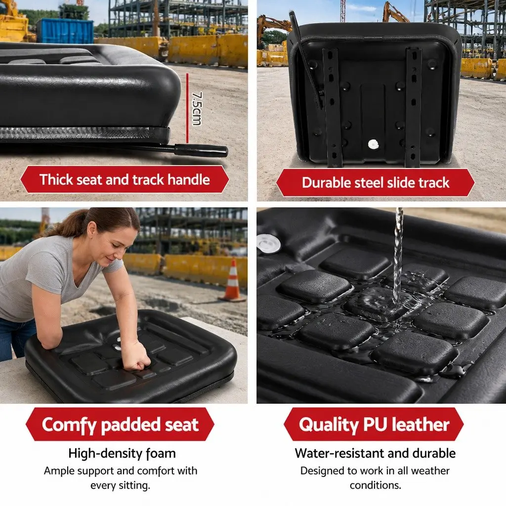 Universal Tractor Seat with Adjustable Steel Frame and PU Leather