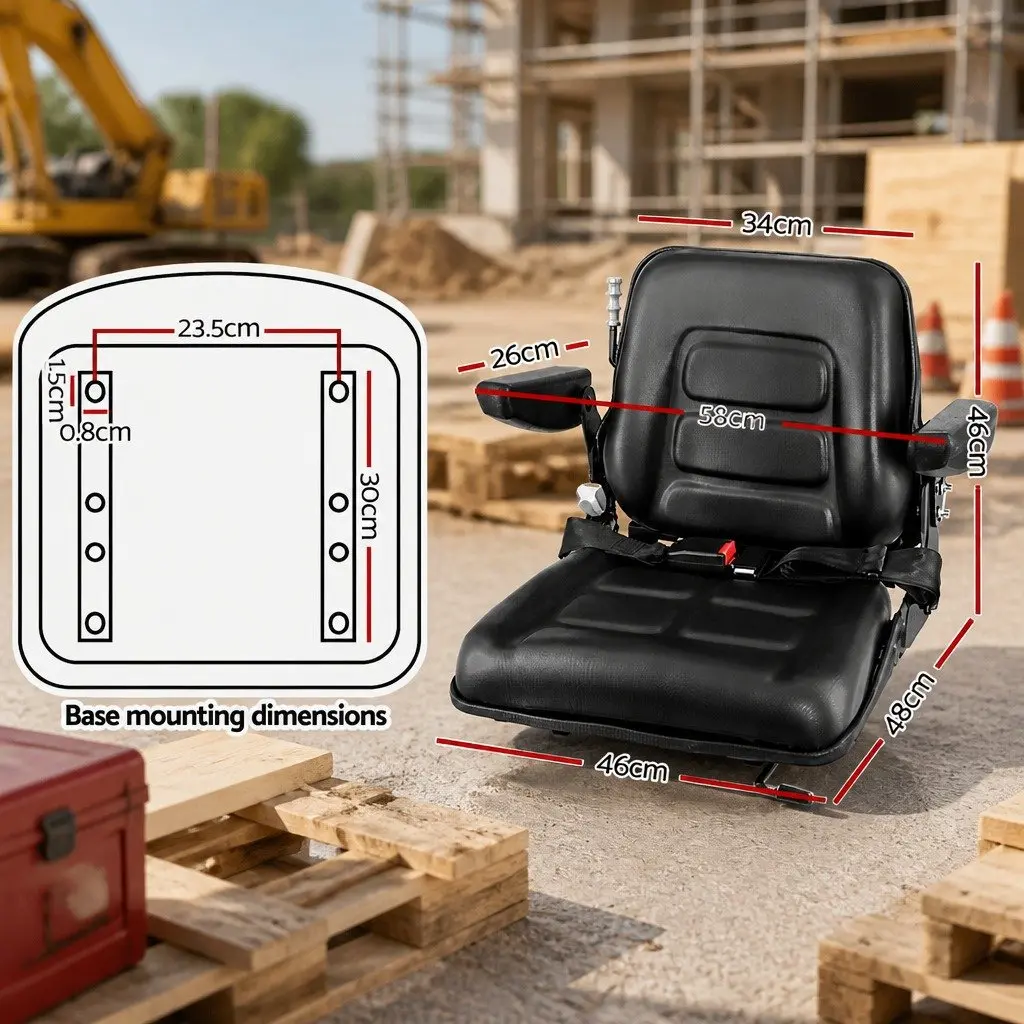 Universal Suspension Seat for Heavy Machinery Operators Adjustable Size