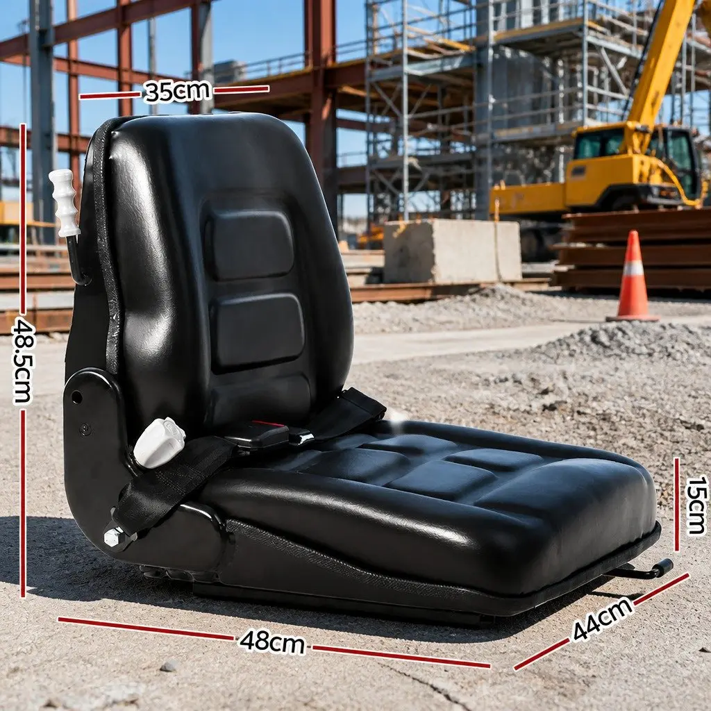 Universal Tractor Seat Forklift Excavator Heavy Machinery Equipment Black PU