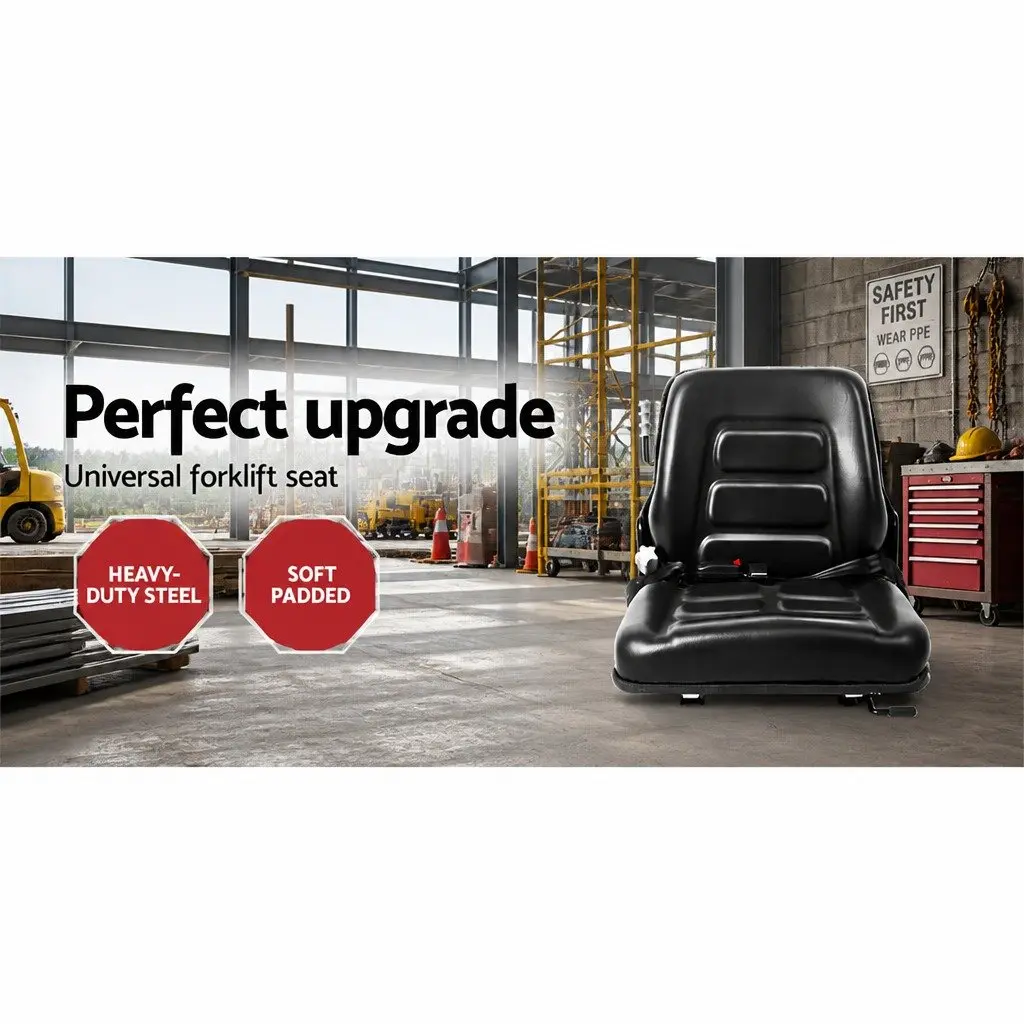 Universal Tractor Seat Forklift Excavator Heavy Machinery Equipment Black PU