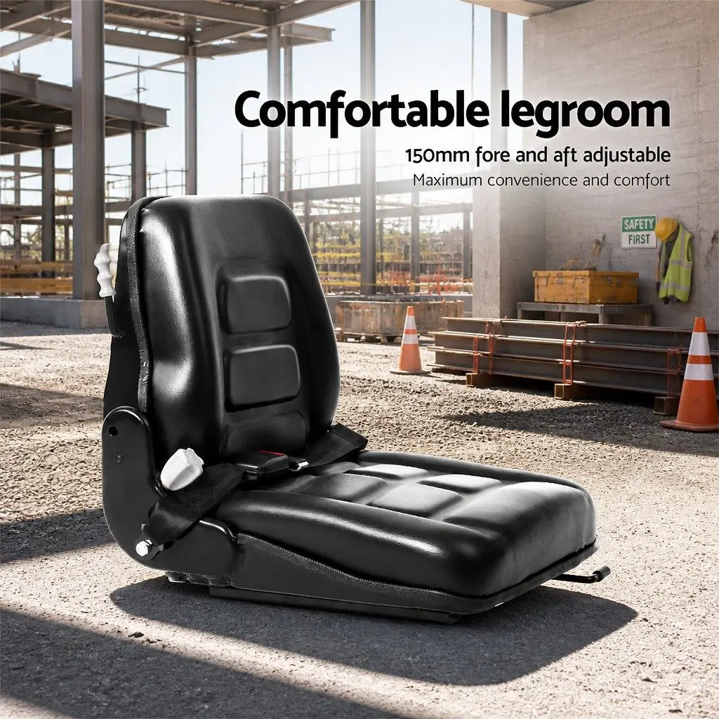 Universal Tractor Seat Forklift Excavator Heavy Machinery Equipment Black PU