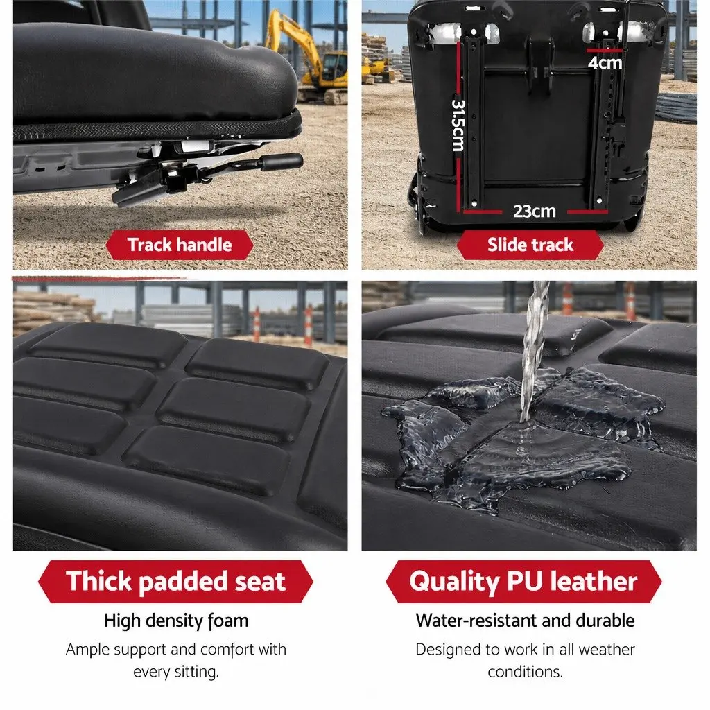 Universal Tractor Seat Forklift Excavator Heavy Machinery Equipment Black PU