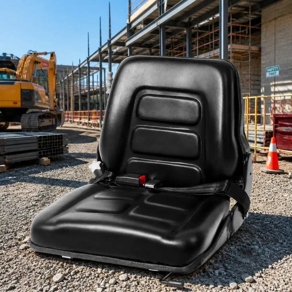 Universal Tractor Seat Forklift Excavator Heavy Machinery Equipment Black PU