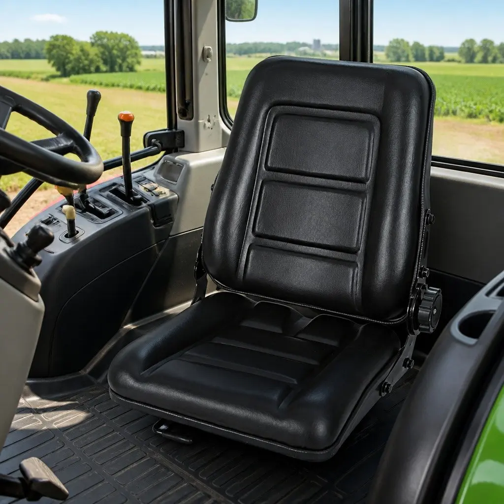 Universal Tractor Seat Forklift Excavator Adjustable Padded Chair Black