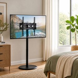 Adjustable Mobile TV Stand for TVs 32-55 Inch - Black