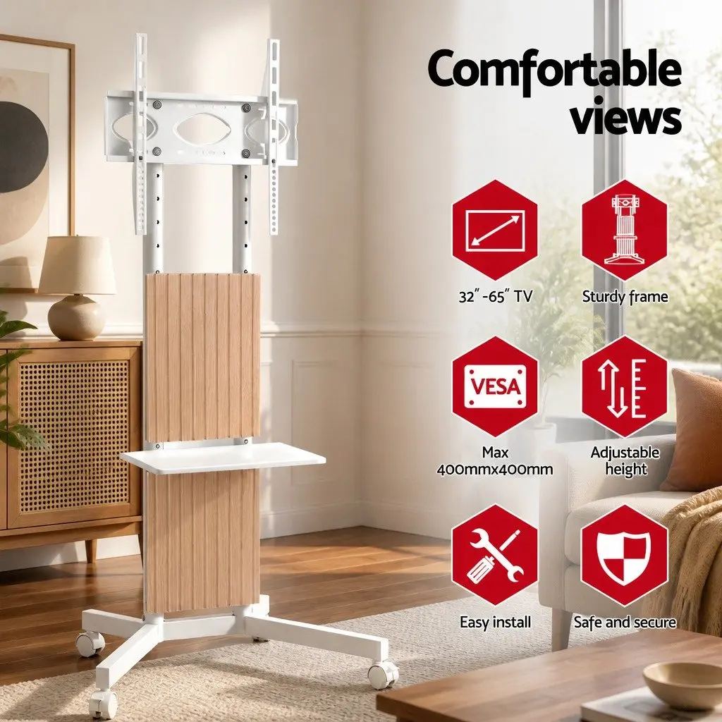 Mobile TV Floor Stand for 32-65 Inch Mount Bracket Universal Adjustable Height