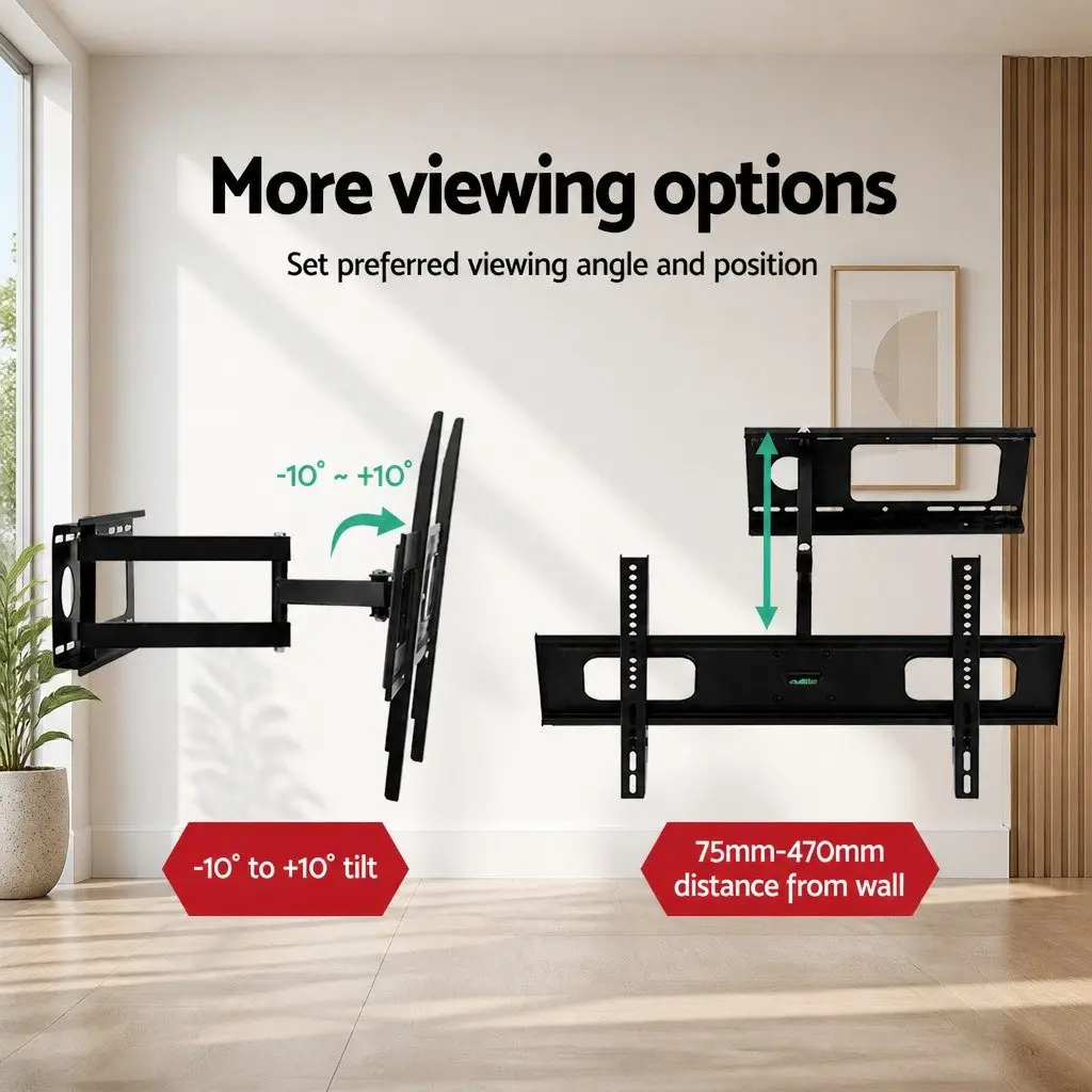 TV Wall Mount Bracket 32"-70" LED LCD Full Motion Tilt Swivel Adjustable Black