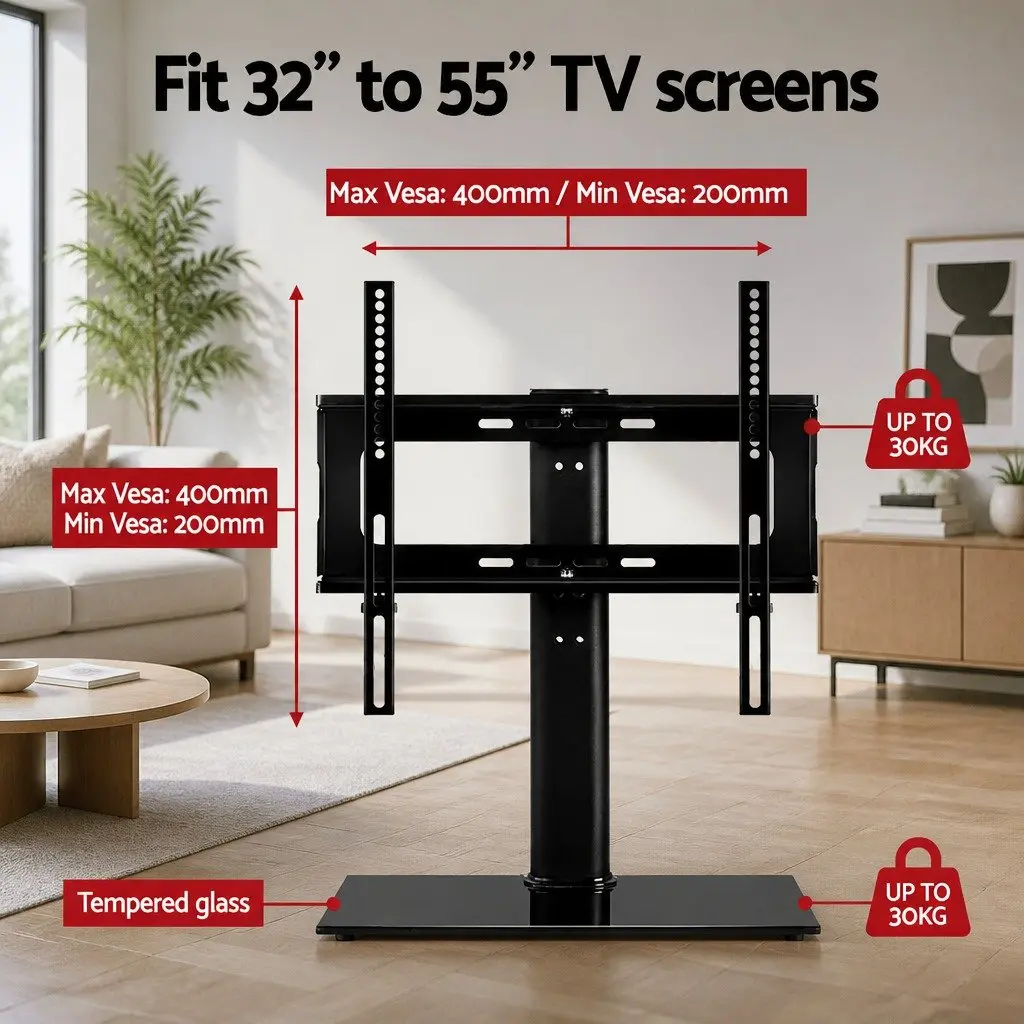 TV Stand Mount Bracket for 32 to 55 Inch LED LCD Plasma Swivel Tabletop Black