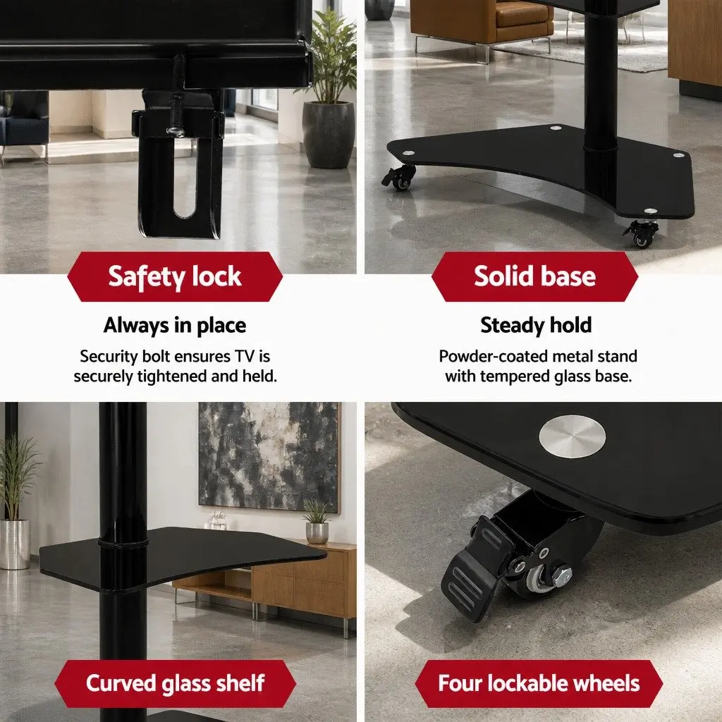 Mobile TV Stand Floor Mount Bracket Trolley Cart for 32"-70" Portable Adjustable