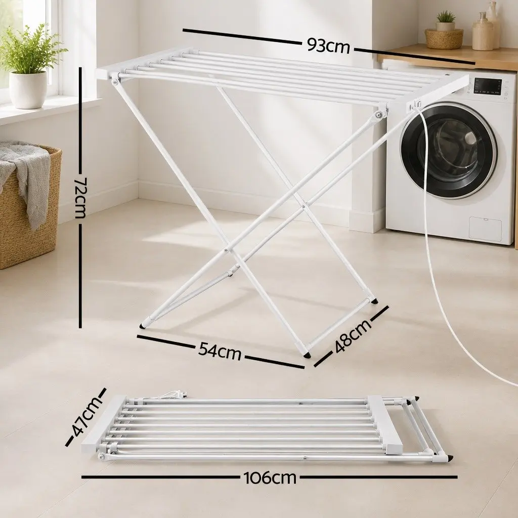 Heated Towel Rail Bathroom 8 Bars Foldable Silver