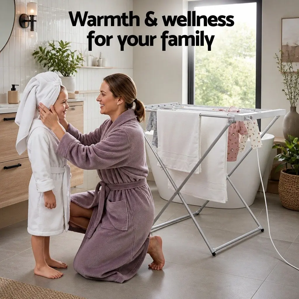 Heated Towel Rail Bathroom 8 Bars Foldable Silver