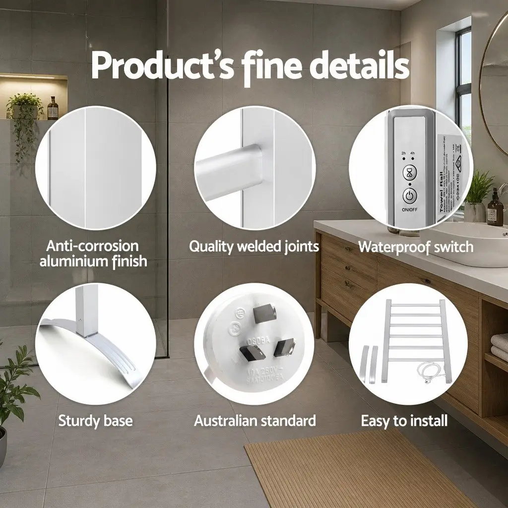 Electric Heated Towel Rail 6 Bars