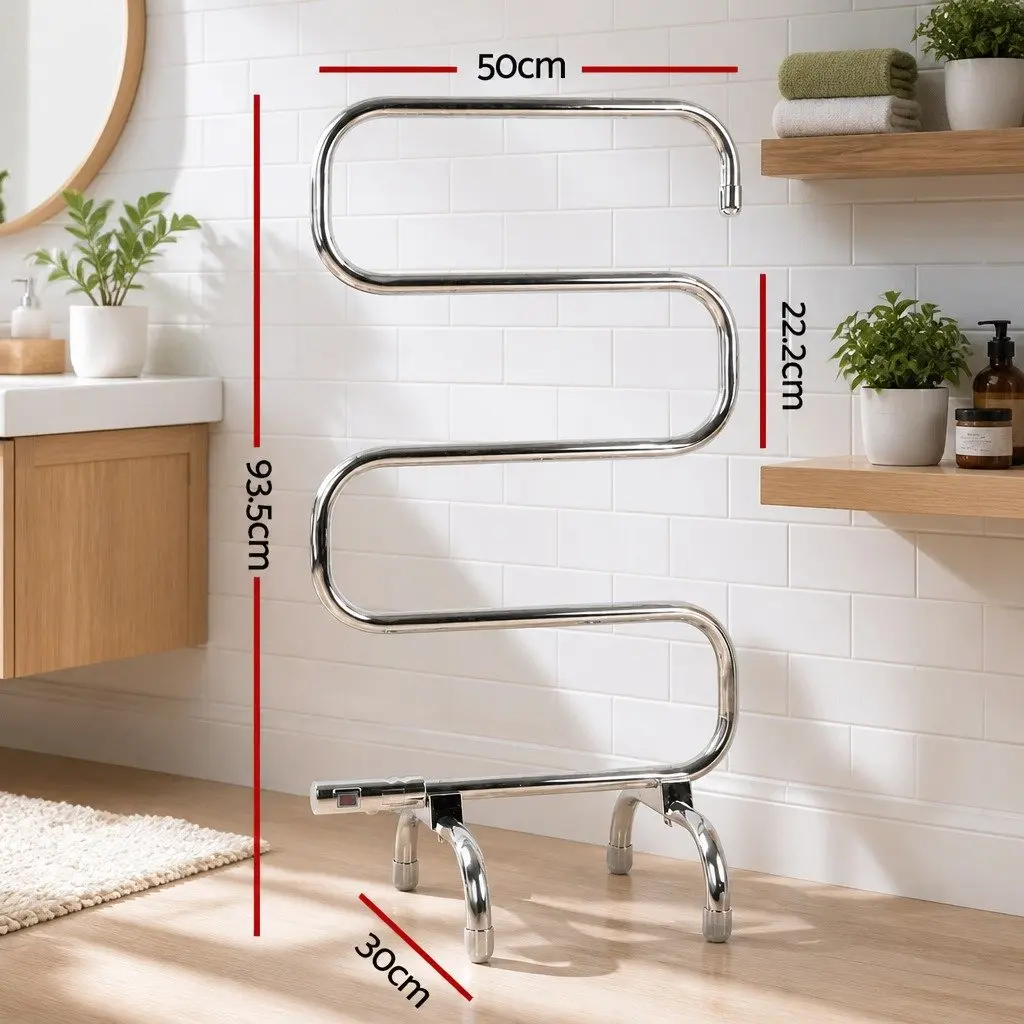 Electric Heated Towel Rail Rack Freestanding 5 Bars Silver