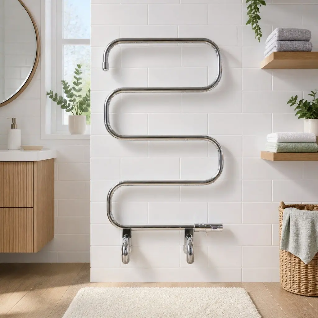 Electric Heated Towel Rail Rack Freestanding 5 Bars Silver