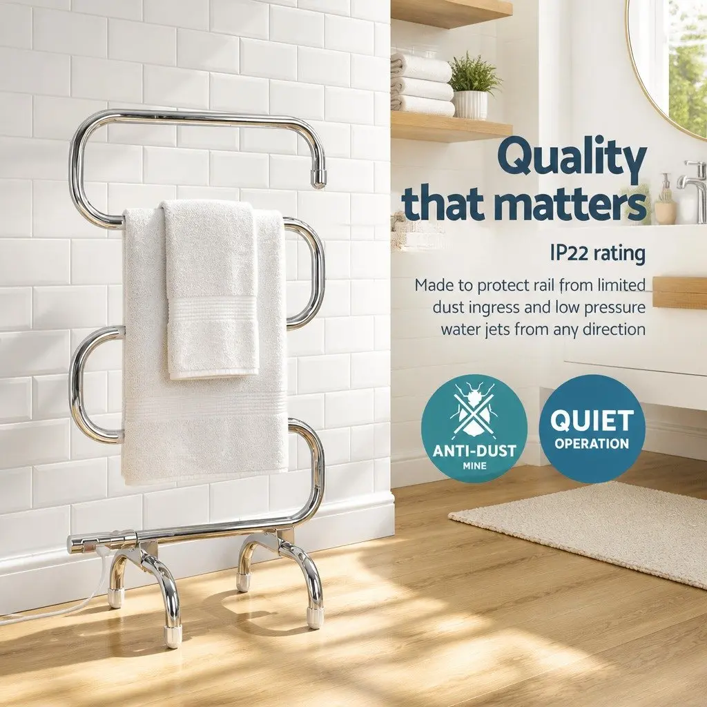 Electric Heated Towel Rail Rack Freestanding 5 Bars Silver