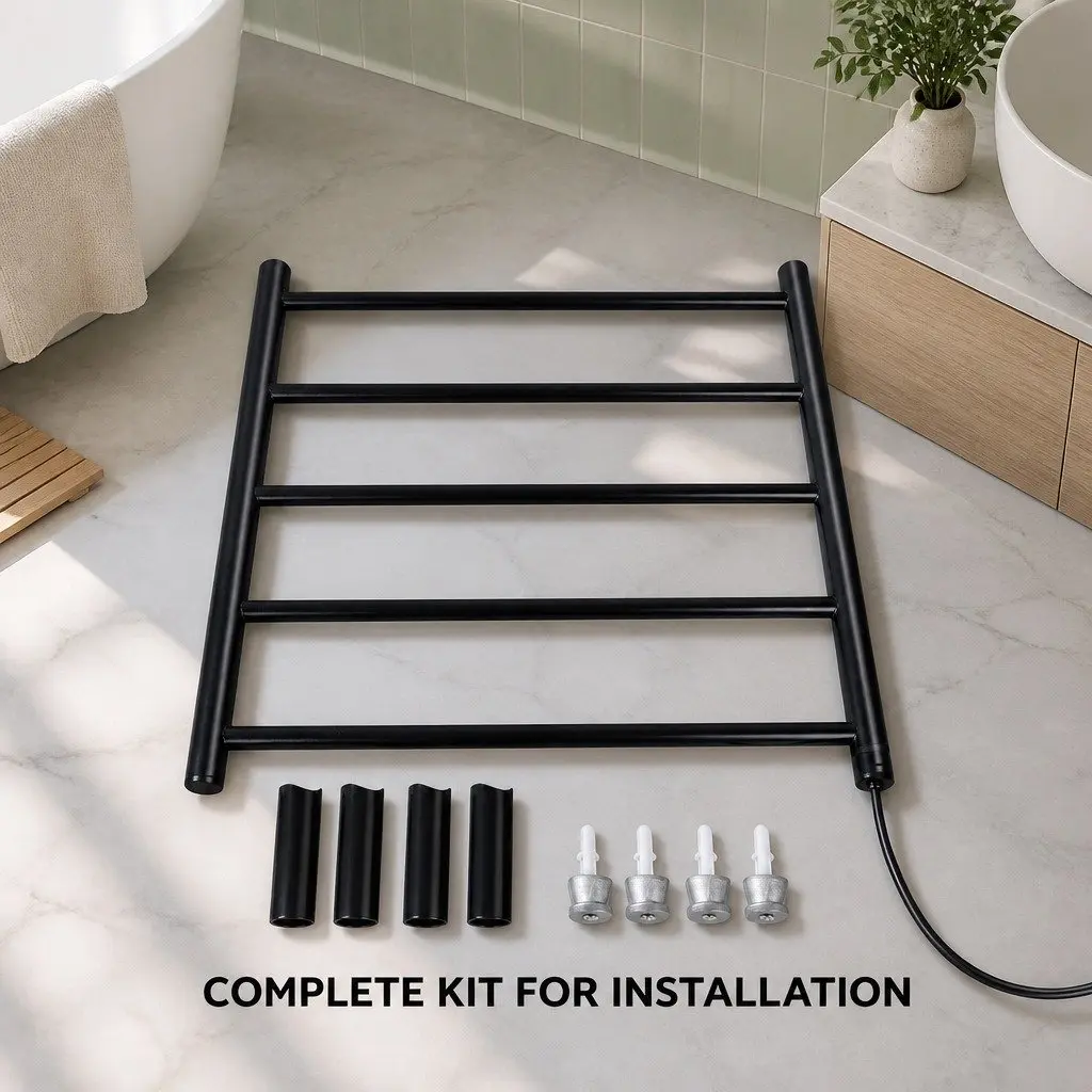 Electric Heated Towel Rail Rack Wall Mounted Bathroom 5 Bars