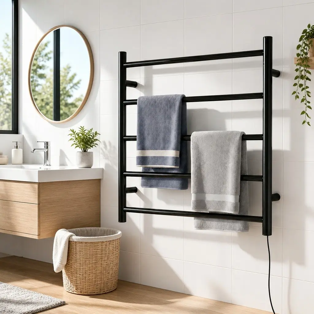 Electric Heated Towel Rail Rack Wall Mounted Bathroom 5 Bars