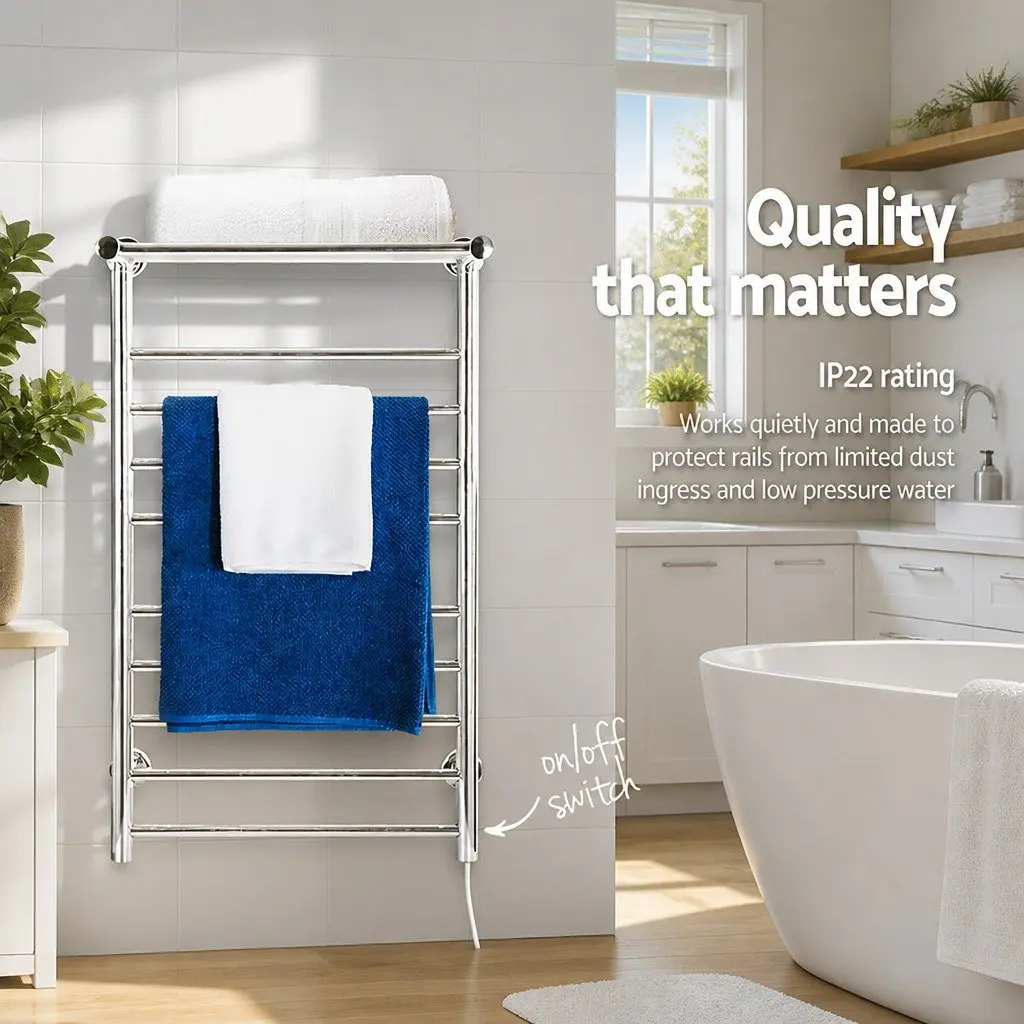 Wall-Mounted 14 Bars Electric Towel Rail