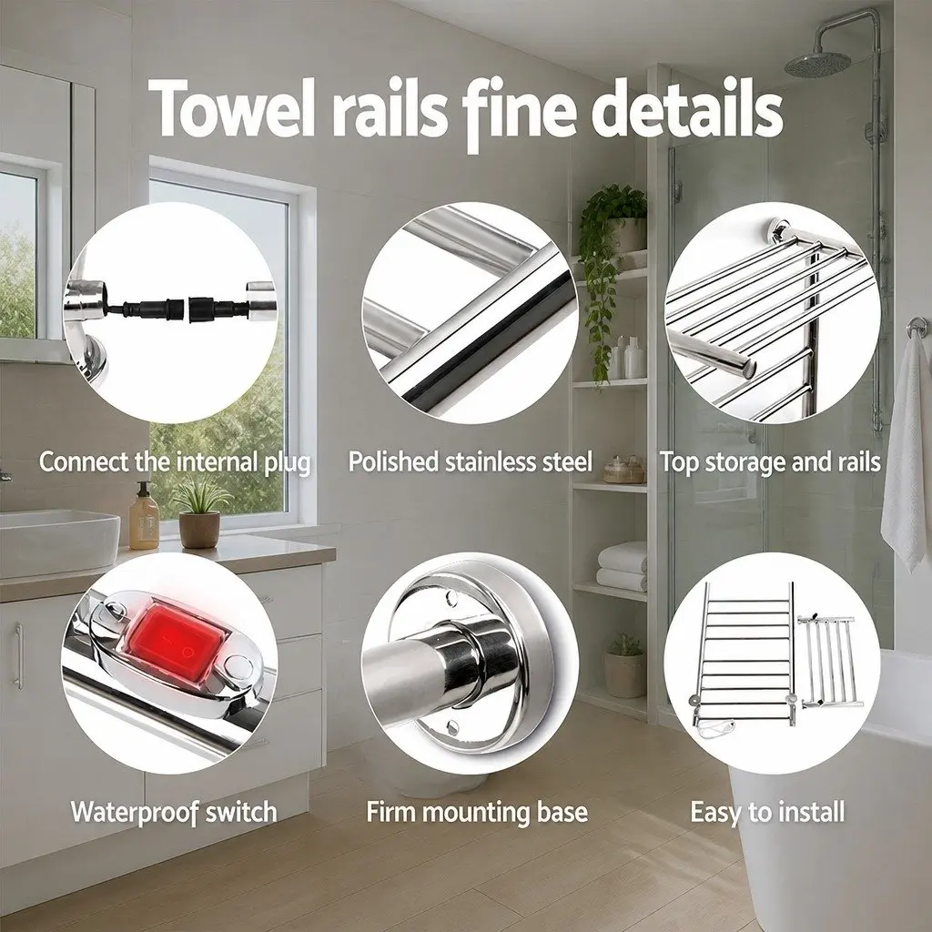 Wall-Mounted 14 Bars Electric Towel Rail