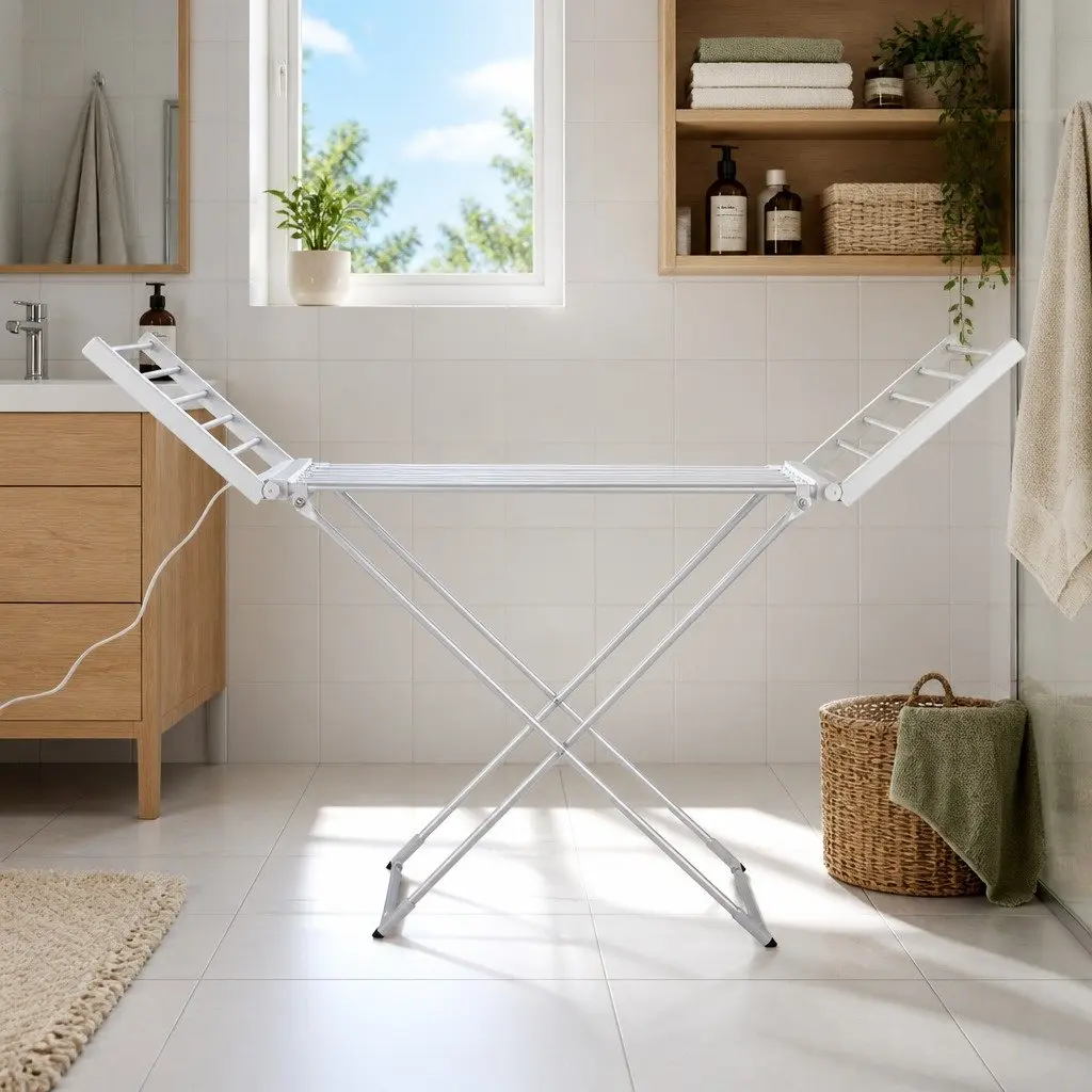 Electric Heated Towel Rail Rack Indoor Portable 18 Bars